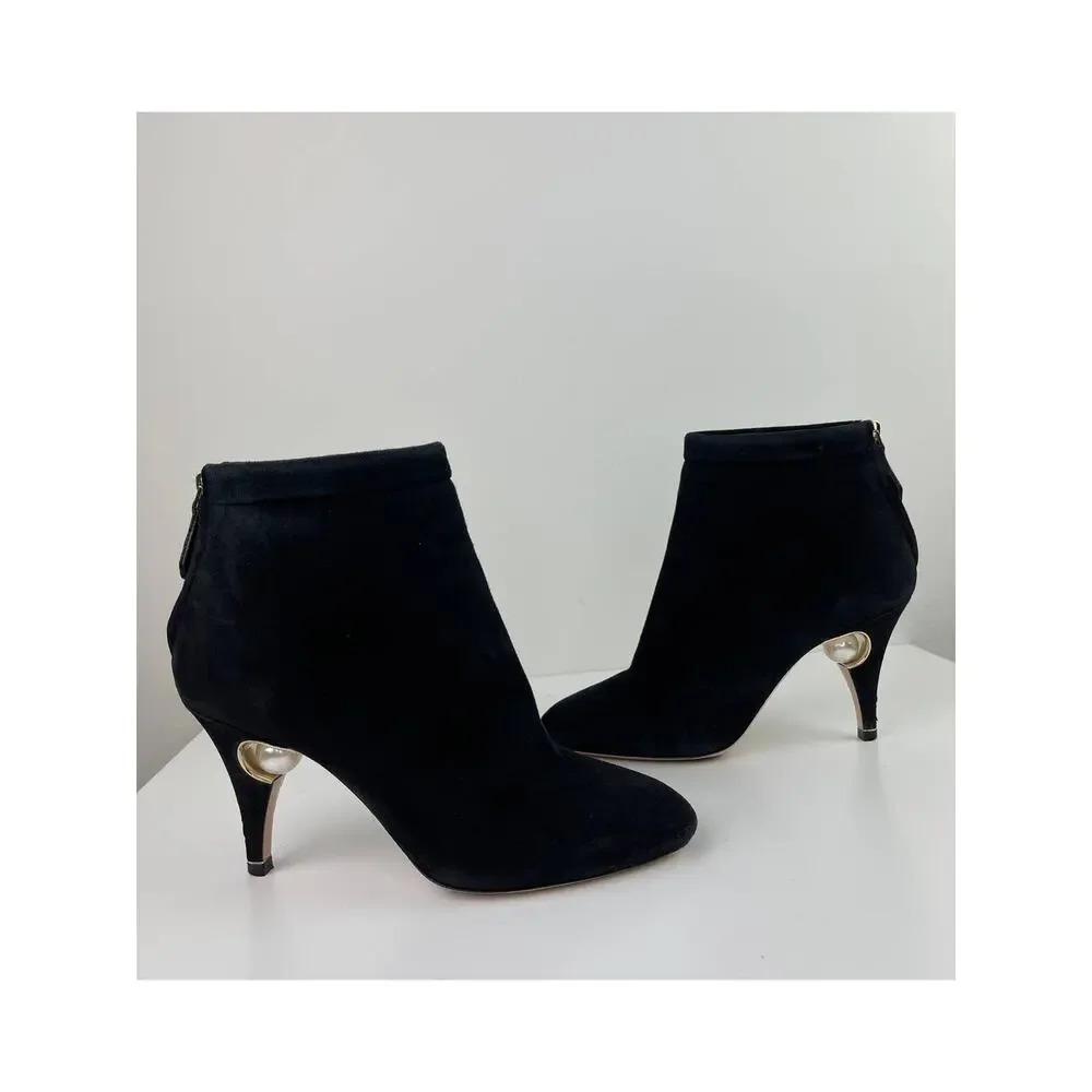 Nicholas Kirkwood Penelope Pearl Ankle Suede Boots Bootie Stiletto Heel Sz 36 6